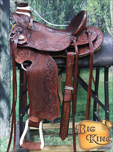 WD076M-F HILASON BIG KING HIGH BACK WESTERN WADE RANCH ROPING COWBOY SADDLE 15"