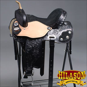 TT203BK-F HILASON FLEX-TREE BARREL RACING TRAIL RIDING BLACK WESTERN SADDLE 15"