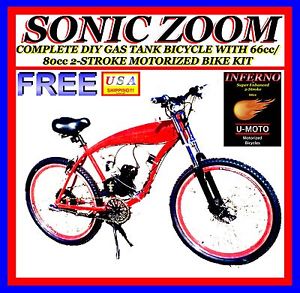 COMPLETE DIY 2-STROKE 66cc/80cc MOTORIZED BIKE KIT WITH GAS TANK BICYCLE!