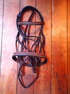 Butet Saddle Wide Noseband Monocrown Fancy Stitched Hunter Bridle & Reins - NEW