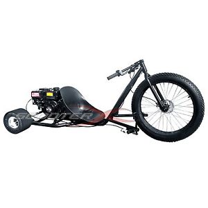 Drift Trike Gas Powered 6.5HP 3 Black Big Wheels Cart Go Kart Engine Scooter X