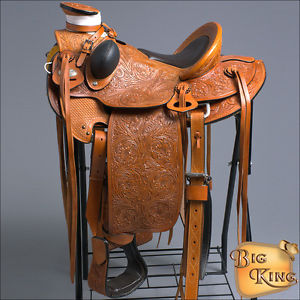 WD005ABG-F HILASON BIG KING WESTERN WADE RANCH ROPING COWBOY TRAIL SADDLE 16"