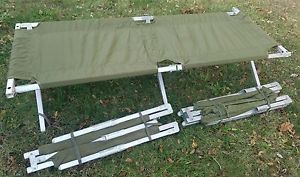 Lot of 3 Aluminum Full Size US Army Issued Military Cots. Nice condition.