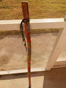 Wood Carved Walking Hiking Stick Cane Trekking Staff 42 1/2" AMAZING