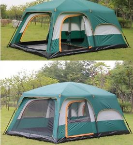 8-10 Persons Outdoor Waterproof Camping Hiking Two Bedrooms Double Lining Tent *