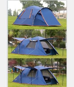 3-4 Persons Blue Outdoor Waterproof Camping Hiking Family Tent *