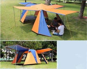 3-4 Persons Orange Outdoor Waterproof Camping Hiking Family Double Lining Tent *