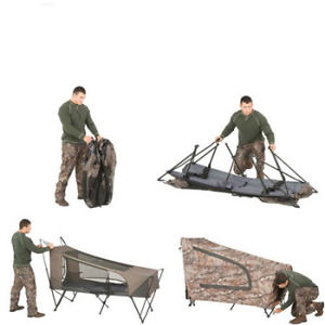 Instant Sleep Bag Camp Canopy Tent Fold Cot Realtree AP Camo Rain Fly All Season