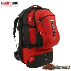 Black Wolf CUBA 90L Travel Pack DayPack Backpack Expandable Laptop Pocket - RED