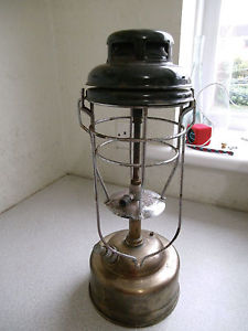 RARE TALL VINTAGE X246 ? - PORK PIE-   BRASS TILLEY STORM LAMP - GLASS SHADE