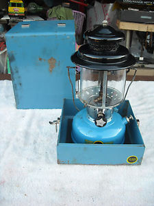 Vintage Sears Coleman Camping Lantern Model # 476.74060 No.7114 Black Blue Case