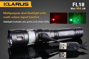 2 IN 1 Klarus FL18 950 Lumens CREE XM-L2 U2 18650 rechargeable LED flashlight