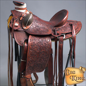 WD005M-A HILASON BIG KING WESTERN WADE RANCH ROPING COWBOY TRAIL SADDLE 16"