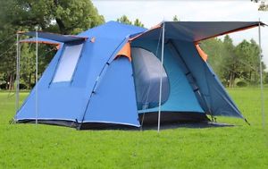 Blue 3-4 Persons POP UP Family Outdoor Waterproof Beach Camping Hiking Tent #