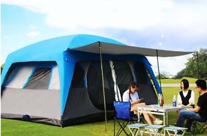 Blue 8-12 Persons Double Lining Family Outdoor Waterproof Camping Hiking Tent #