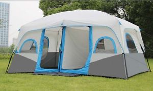 Blue 10-12 Persons Double Lining Family Outdoor Waterproof Camping Hiking Tent #