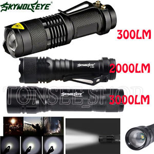 300-3000LM Light 3 Modes CREE XMLT6/Q5 LED Flashlight Powerful 18650 Torch Lamp