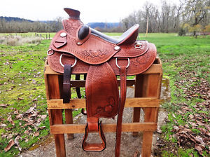 15" BLACK GATOR WESTERN LEATHER HORSE COWBOY WADE ROPING ROPER RANCH SADDLE TACK