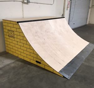 8 Foot Skateboard Quarter Pipe Premium Brick Design (38 Inches Tall)