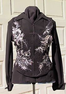 Custom Ladies Western Pleasure/Western Riding/Trail Show Vest - Black/Silver