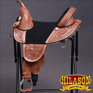 TW105MGLZ-F HILASON TREELESS WESTERN TRAIL BARREL RACING LEATHER HORSE SADDLE 14