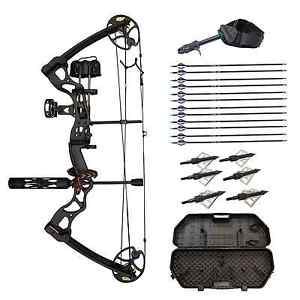 SAS Rage 70 Lbs 30'' Compound Bow Set Black with Travel Package FREE SHIPPING