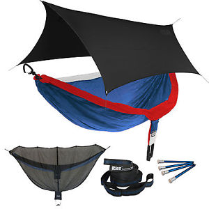 ENO DoubleNest OneLink Sleep System - Patriot Hammock With Black Profly