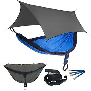 ENO SingleNest OneLink Sleep System - Navy/Royal Hammock With Grey Profly