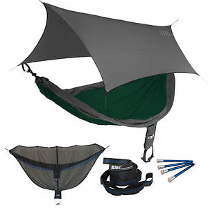 ENO SingleNest OneLink Sleep System - Forest/Charcoal Hammock With Grey Profly