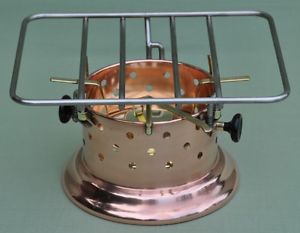 Vintage Copper & Brass Spring Alcohol Portable Food Warming Stove Switzerland