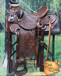 WD005AAM-F HILASON BIG KING WESTERN LEATHER WADE RANCH ROPING COWBOY SADDLE 15"