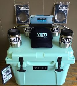 Yeti Seafoam 20 Qt. Cooler Package Cooler, 2 Lowballs, 2 Colsters, Yeti Ice, Hat