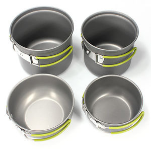 13X G238 4Pcs Outdoor Camping Hiking Picnic Cookware Pot Bowl Set