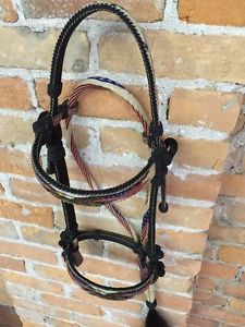 NEW MONTANA STATE PRISON MADE HITCHED HORSE HAIR BRIDLE/HEADSTALL