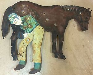 Antique Equestrian Folk Wall Art Iron Sculpture: Horse Blacksmith Farrier Sign