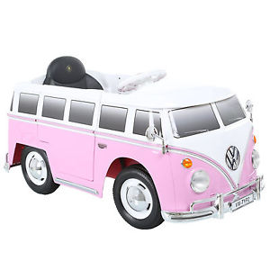 6V Volkswagen Camper Van Bus Pink Ride Electric Licensed Parental Driving Car