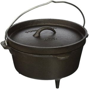 Cast Iron Dutch Oven Cookware Griddle Pot Fire Pit Campfire Outdoor Cook Grill