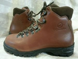 SCARPA WOMENS 38/7 LEATHER BROWN COMFORT DURABLE HIKING STEEL TOE BOOTS EXC