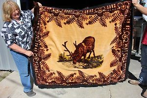 36-17 Vintage horse drawn FUR HIDE lap robe ELK drinking VERY SPECIAL