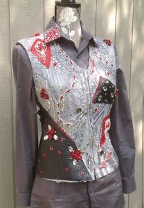 Red Silver Grey Western Pleasure Trail Custom Vest Shirt Set M