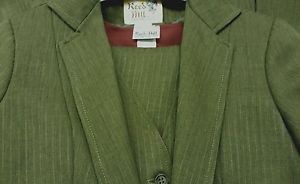 Reed Hill Ladies 3 piece Saddleseat suit Olive Green Pin polyester size 8 - USA