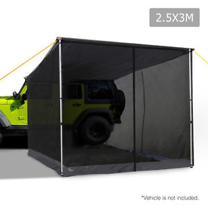 2.5X3M Car Awning & Mesh Screen - Grey