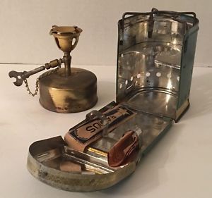 Rare Vintage A B RADIUS #42 Brass KEROSENE PARAFFIN CAMPING STOVE TIN BOX SWEDEN