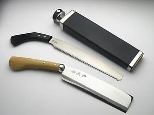 Hatchet 210mm(8.3") & Saw 240mm(9.4") Set with case, Aogami Steel, Made in Japan