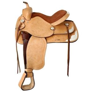 Tough-1 Saddle Western Show King II Silver 15" Med Chestnut KS2535E