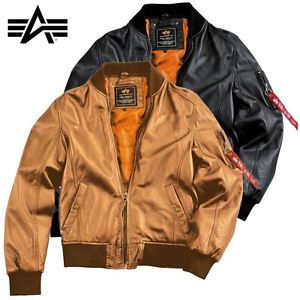 Alpha Industries Uomo Giacca Di Pelle Ma-1 Leggera Pellegiacca In LUSSO