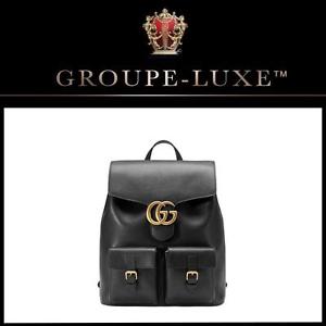 $2725 | GUCCI | NEW | 2017 | Black GG Marmont Leather Backpack | GROUPE-LUXE