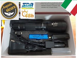 TORCIA TATTICA MILITARE  LED T6 46000 LUMENS XENON CON ZOOM RICARICABILE