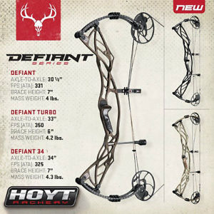 NEW Hoyt Defiant 31 RH 28-30" Draw 55-65 lbs. Blackout finish