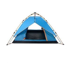 3-4 Persons Blue Pop Up Outdoor Waterproof Camping Hiking Double Lining Tent *